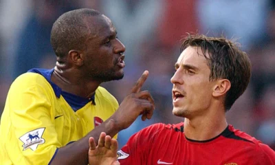 Patrick Vieira makes blunt remark to Gary Neville's face 19 years after tunnel bust-up